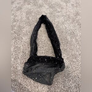 Elegant Black & Gray Scarf with Sparkling Accents